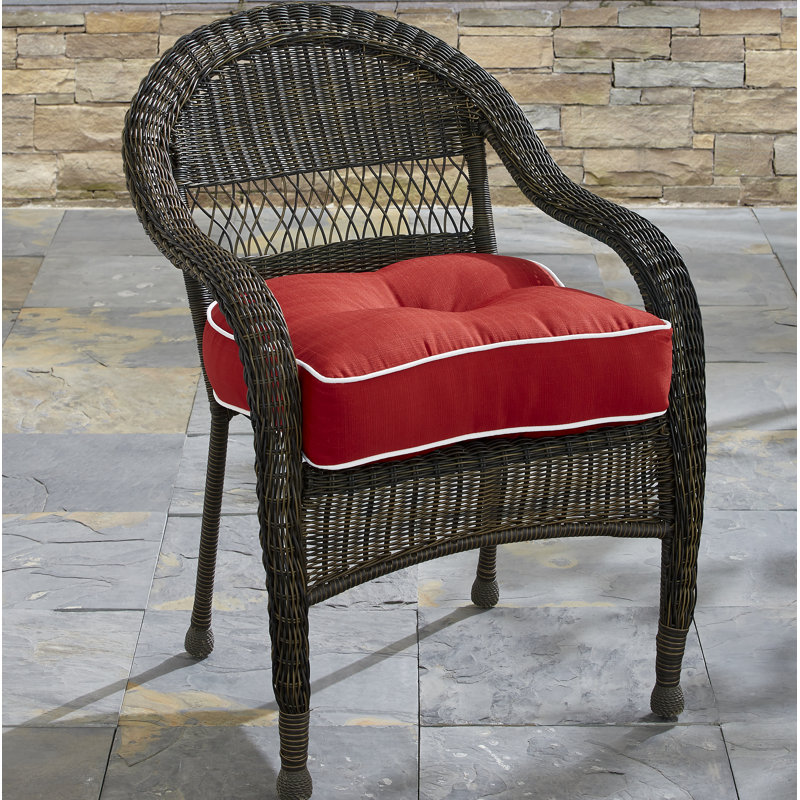 Adelphine Outdoor 4'' Dining Chair Seat Cushion, Chili Pepper