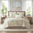 6 Piece Cotton Oversized Embroidered Comforter Set Blue/Green Queen