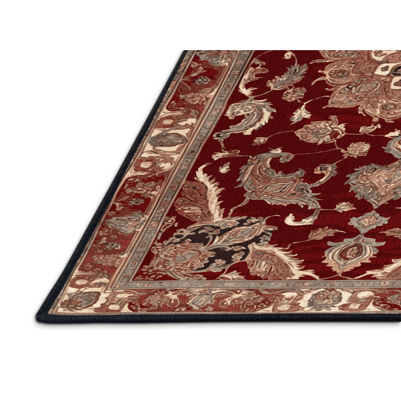 Machine Washable Persian Brown Area Rug, Round 4'