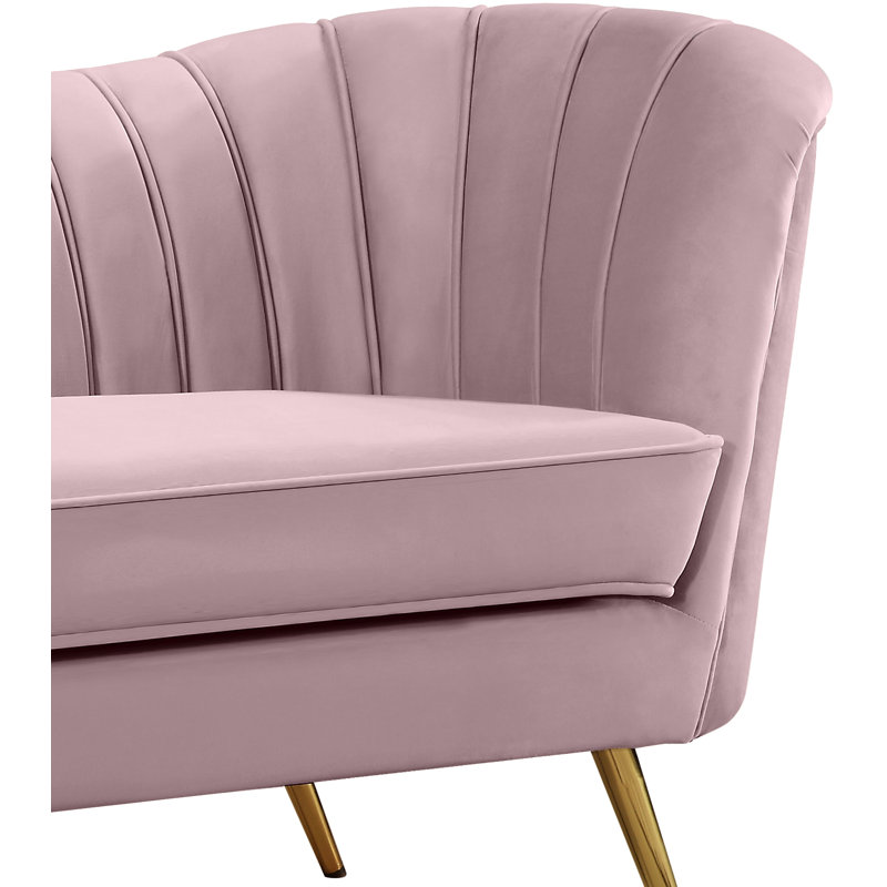 Causeuse en velours à accoudoirs évasés Margo, Velours rose