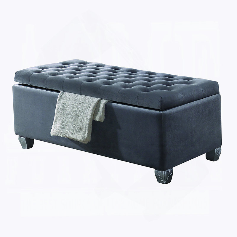 Banc en tissu gris avec rangement