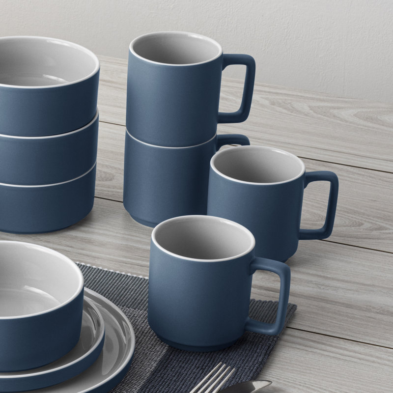 Noritake ColorTrio Stax 16-Piece Dinnerware Set, Service for 4, Blue