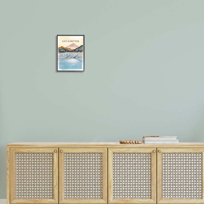 «Better At Lake», art mural texturé giclée par JJ Design House LLC_aq-585, Giclée encadrée noir minuit