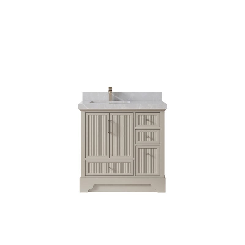 Alys 36'' Single Bathroom Vanity with Top, Pearl Gray