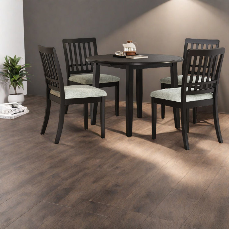 Ensembles de table de salle à manger 5 pièces avec table extensible en bois et chaises rembourrées - noir moderne