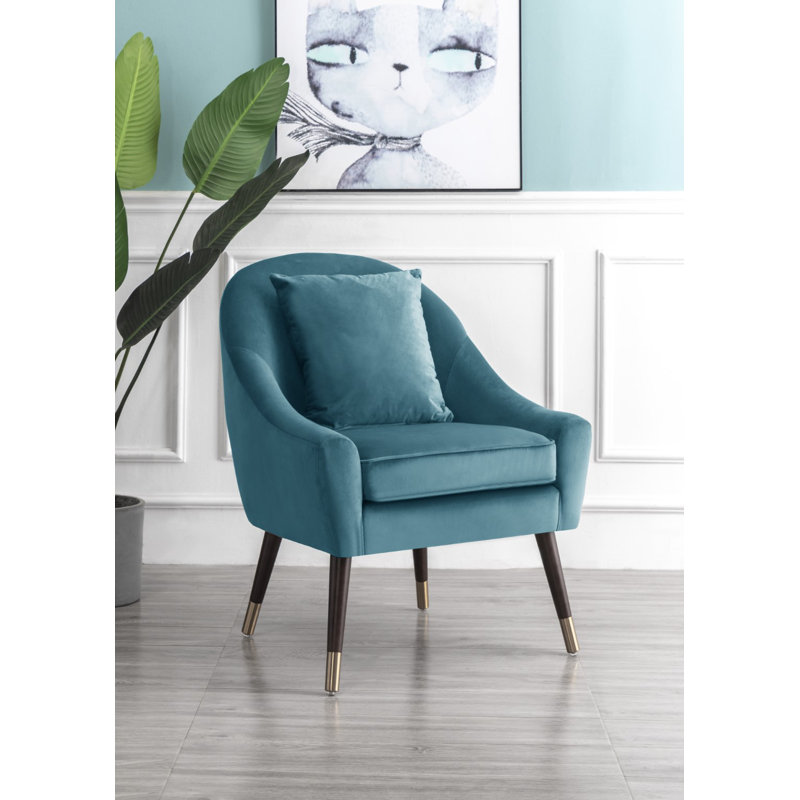 Giddings Velvet Barrel Chair, Teal