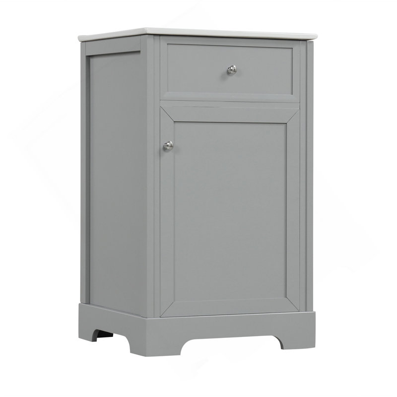 Meuble-lavabo de 20 po avec lavabo, armoire de salle de bain avec porte à fermeture douce, support de rangement et tablette réglable, gris