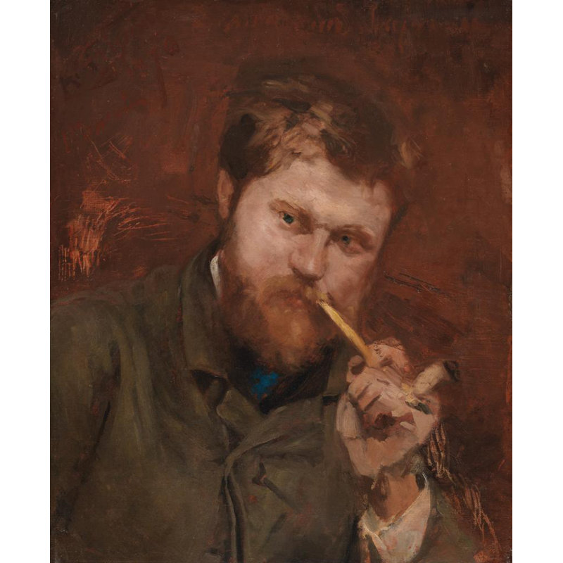 «Man smoking a tuyau» par Alexander Falguière - Art mural sur toile tendue avec châssis, H 40 po x l 28 po