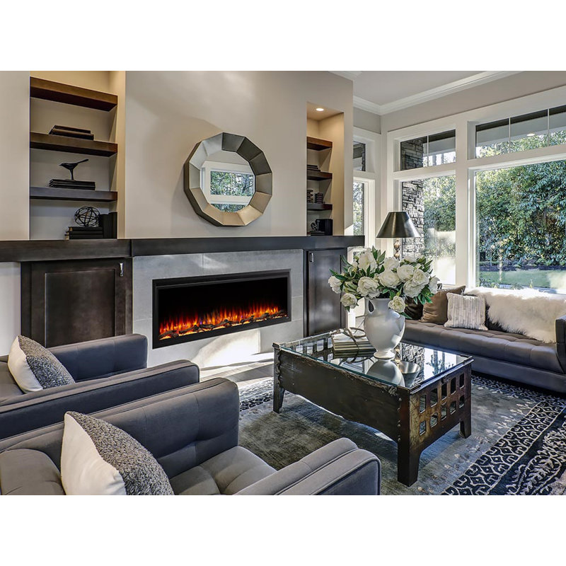 SimpliFire Allusion Platinum Linear Electric Fireplace, 60" W