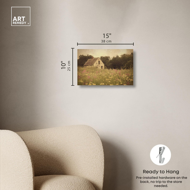 Rustic Beige and Green Landscape Canvas Art, 15" x 10"