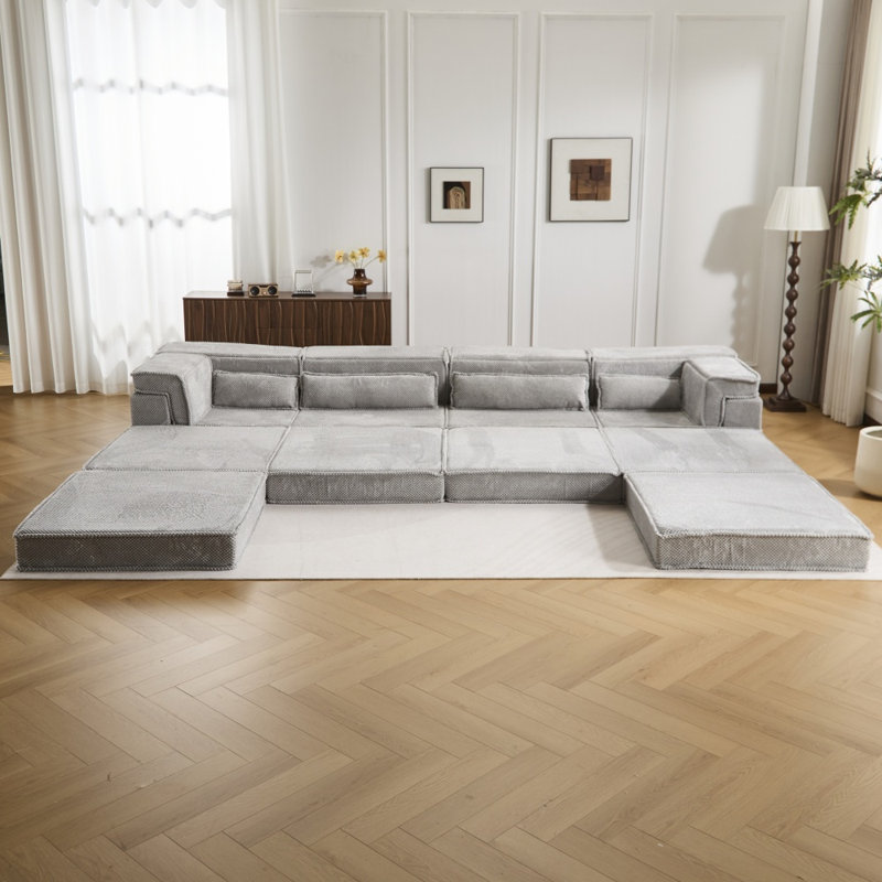 Canapé modulaire convertible modulaire Mahjong - Tissu polaire circulaire adapté aux animaux de compagnie
