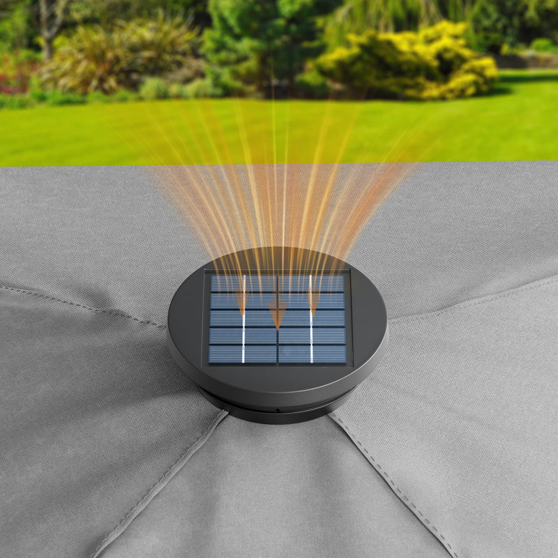 Gray 11x11 Steel Frame Pop-Up Gazebo with Solar LED Lights
