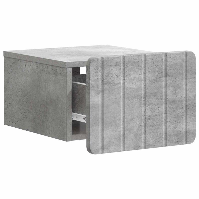 33cm W Manufactured Wood Bedside Table, Concrete Grey