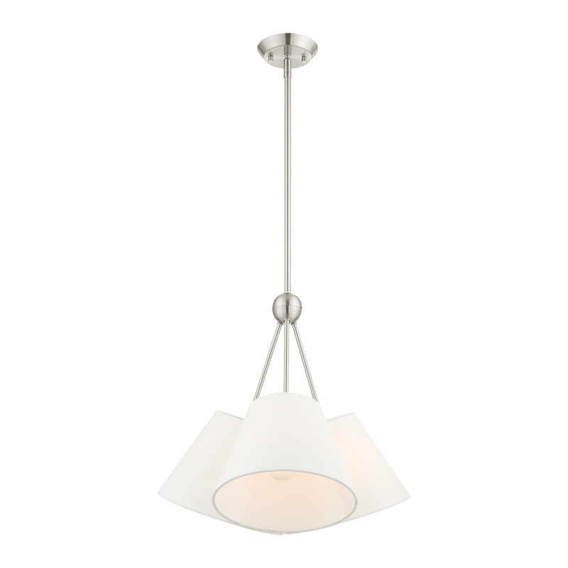 Grove 3 - Light Steel Dimmable Cone Chandelier, Off-white, Brushed Nickel