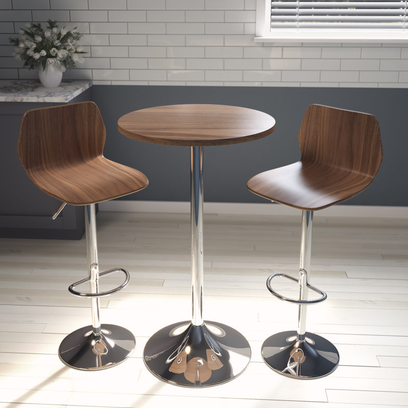 Astral Round Metal Base Dining Table, Walnut