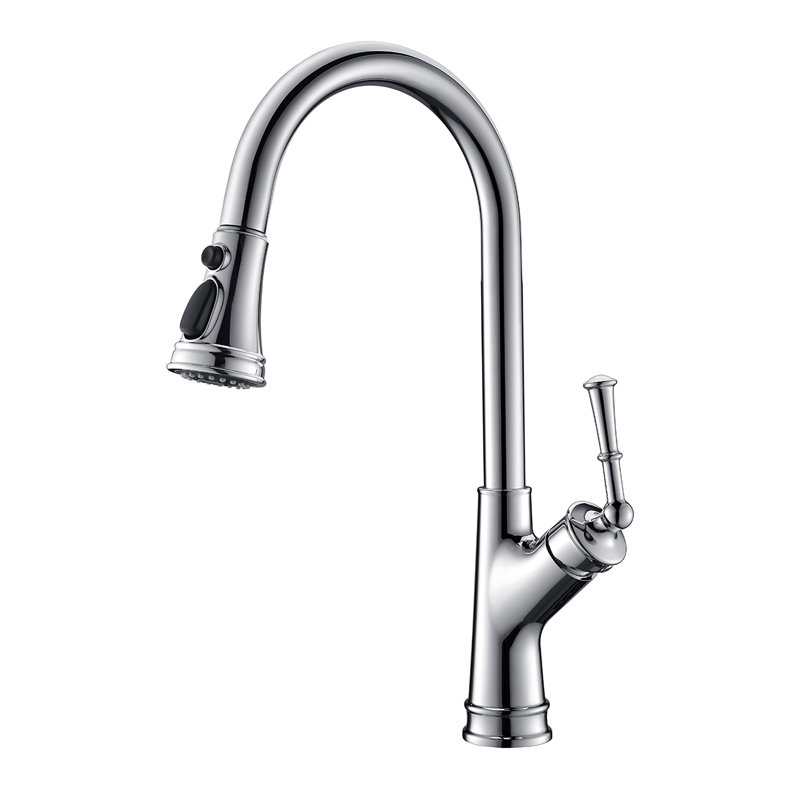 Pull Down Single Handle  Kitchen sink Faucet in Chrome, Chrome