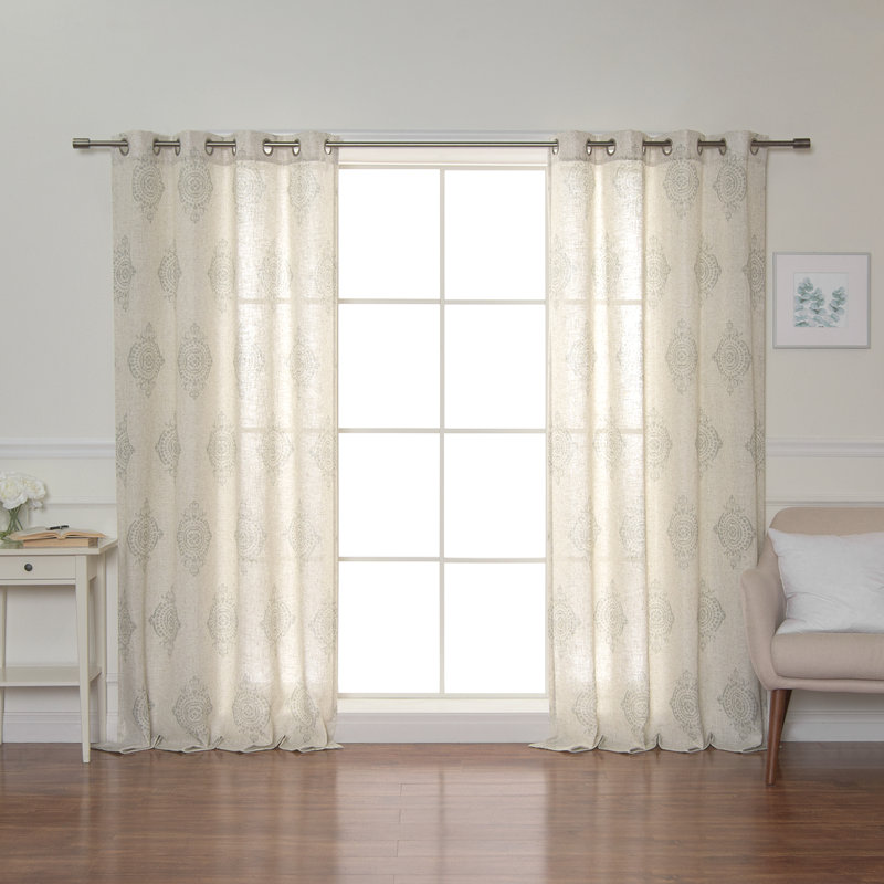 Paire de rideaux semi-transparents avec œillets Bagley, Sauge