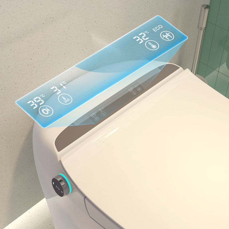 Toilette intelligente CRESTLE avec bidet, chasse d'eau automatique, modes de bidet multiples, séchoir à air, siège chauffant, veilleuse, capteur de pied et plus, télécommande brute de 12 po (télécommande incluse)