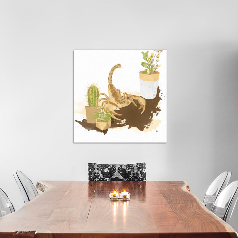 « modern désert », impression sur toile tendue, H 37 po x l 37 po x P 1,5 po, Toile encadrée noire, Pas de tapis