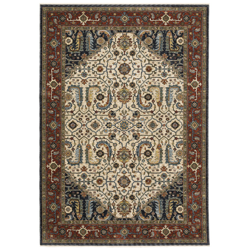 Hovis Oriental Indoor Rug, Rectangle 3'3" x 5'