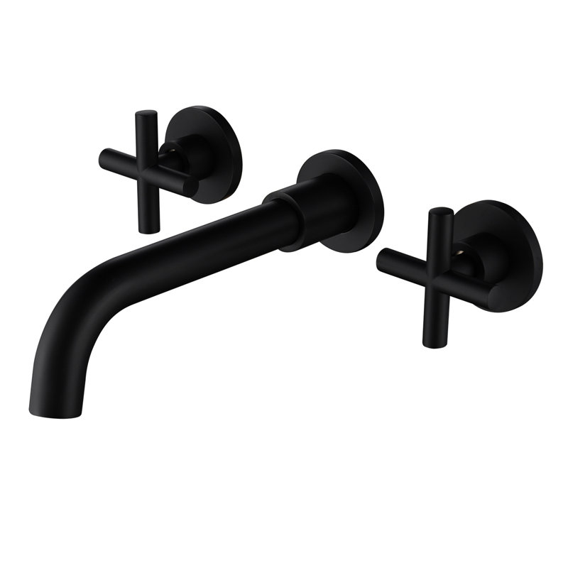 Robinet pour salle de bain mural noir mat - Laiton avec contrôle de débit et régulation de la température sans effort pour un robinet de bain relaxant
