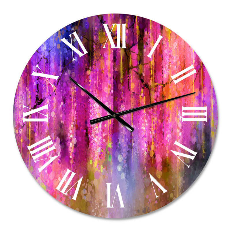 Horloge murale moderne fleur mauve et violet, Petit