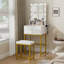 Bureau de coiffeuse avec miroir et lumières, coiffeuse de maquillage blanche avec tabouret de rangement