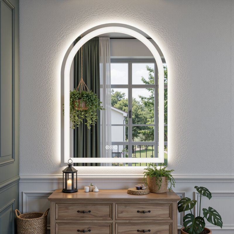 Lunara UL Certified Arch Wall Mirror, LED Bathroom Vanity Mirror with Dimmable 3-Color Lighting & Anti-Fog, 38" x 26"