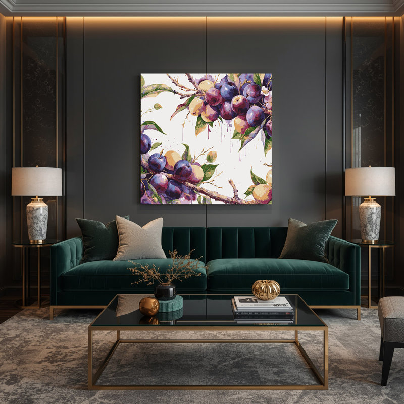 Art mural sur toile prune grise, H 12 po x l 12 po