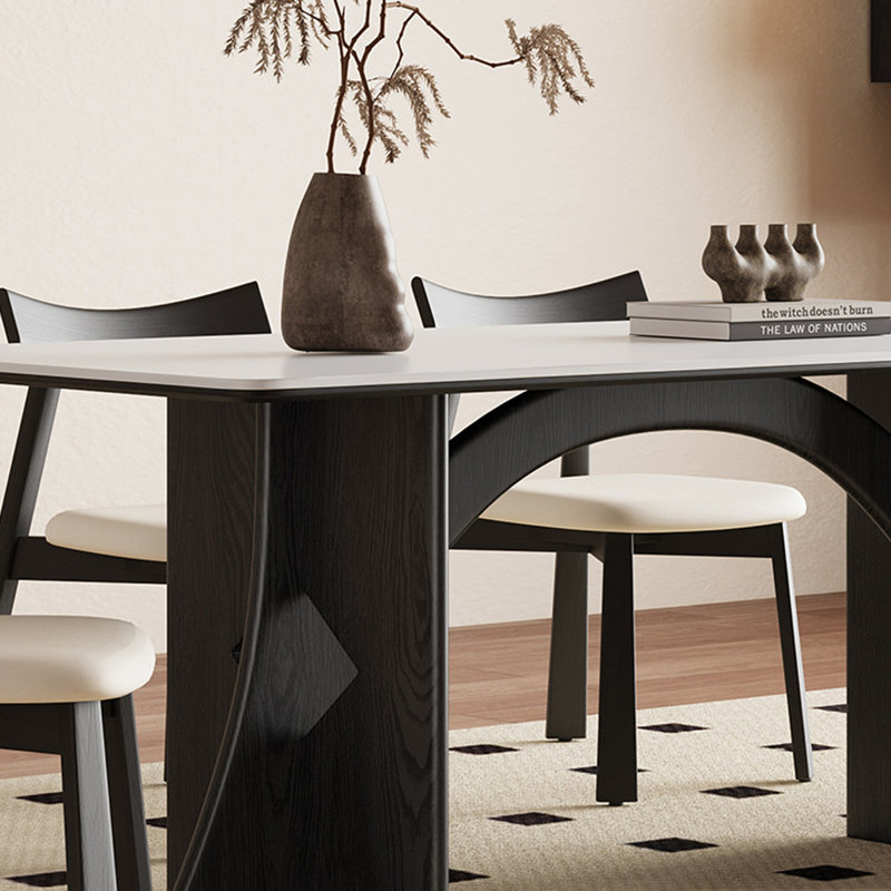 Retro Cream Dining Table with Rock-Solid Base, 29.5"H x 55.1"L x 31.5"W