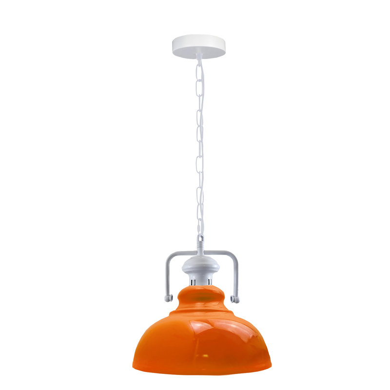 Lockett 1 - Light Satin Nickel Pendant, Orange