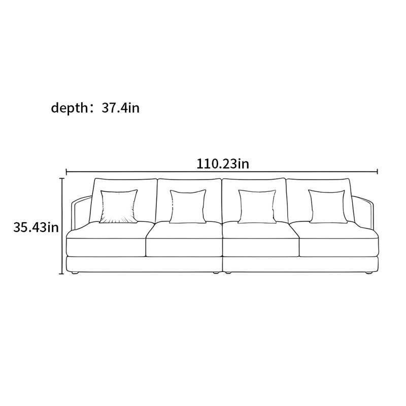 Petit canapé moderne et moderne, 4, H 35,43 po x l 110,23 po x P 37,4 po