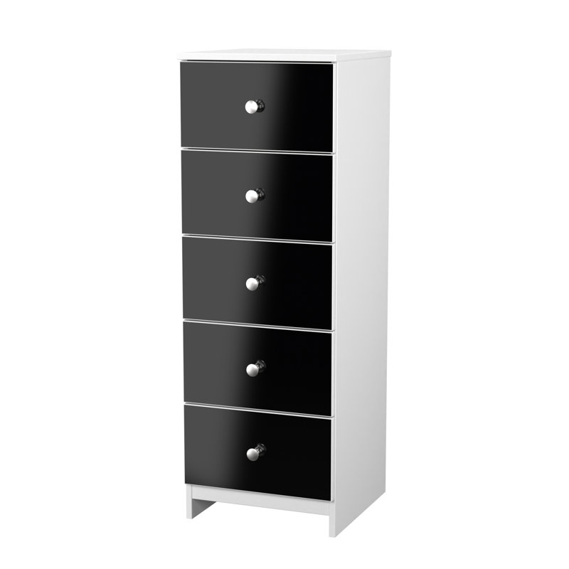 Borth 37cm W Manufactured Wood Bedside Table, Black/White