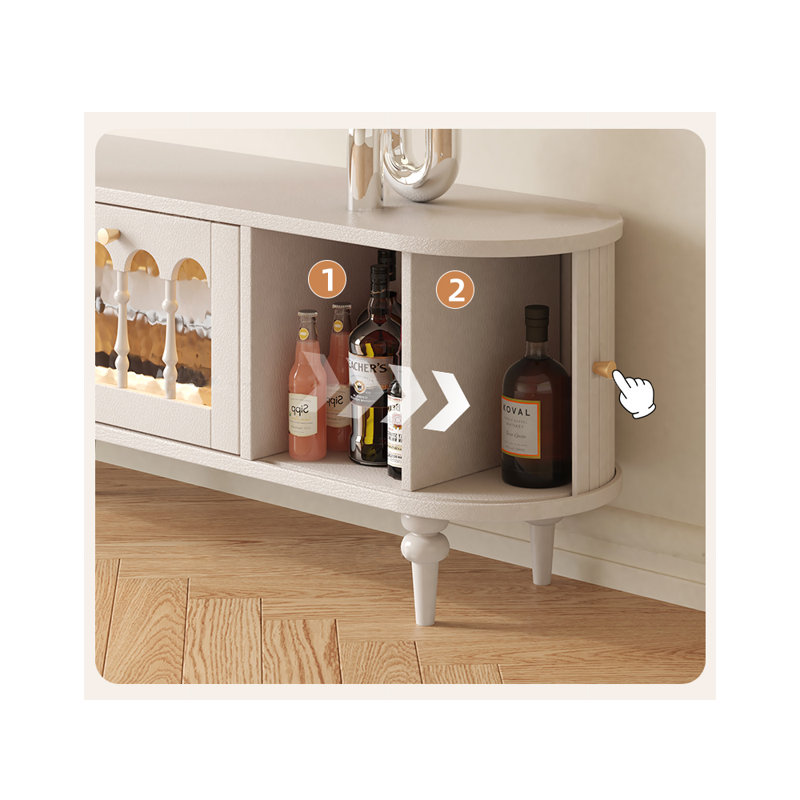 Meuble télé avec table basse style rétro français, Crème