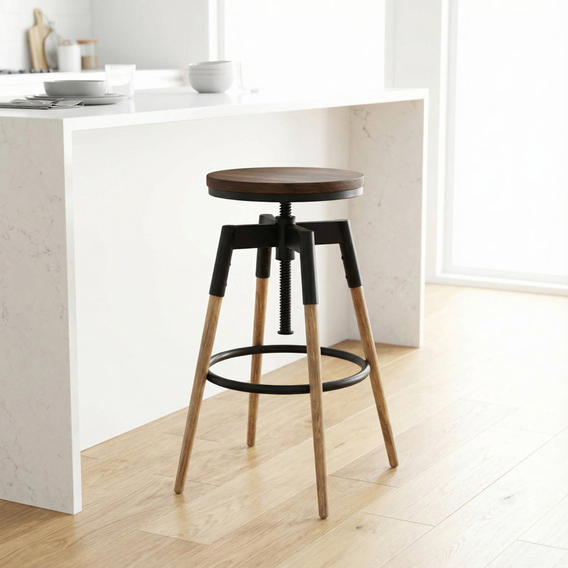 Tabouret pivotant en bois massif Melra