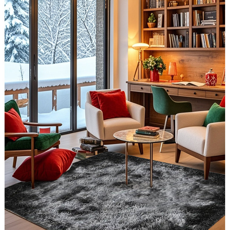 Ultra Soft Shaggy Area Rug, Multiple Sizes Grey Fluffy Carpet for Living Room Bedroom, Plush Fuzzy Rugs for Home Decor, Halloween Christmas Seasonal & Daily Use, Non-Slip Cozy Floor Mat