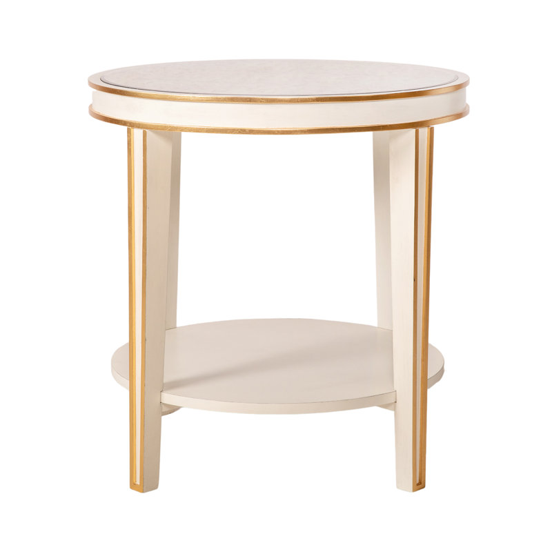 Lilly End Table with Storage, Beige, Antique White