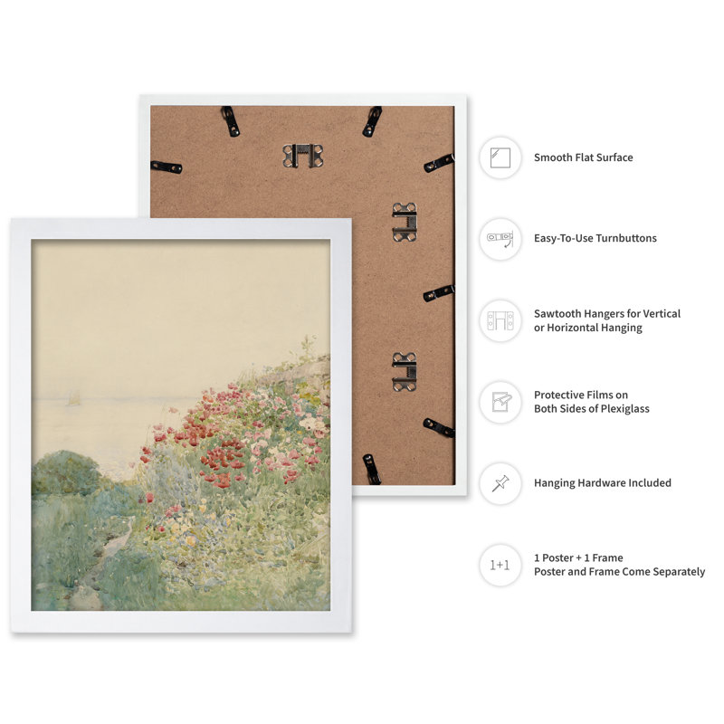 Champ de coquelicots, Affiche, Encadrement blanc, H 08 po x l 10 po