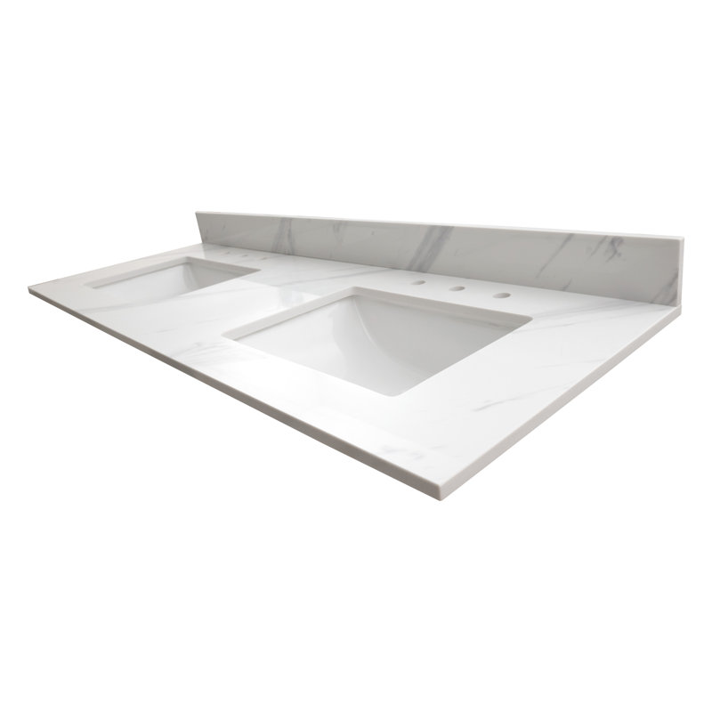 Calacatta White Marble Double Sink Vanity Top with Backsplash