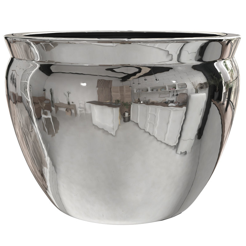 Shewmaker Medallion Cachepot, Pure Silver, 12.5" H x 16.25" W x 16" D
