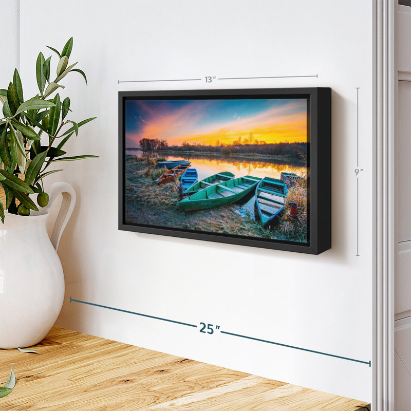 Vieux bateaux par le rivage, reproduction sur toile, H 9 po x l 13 po