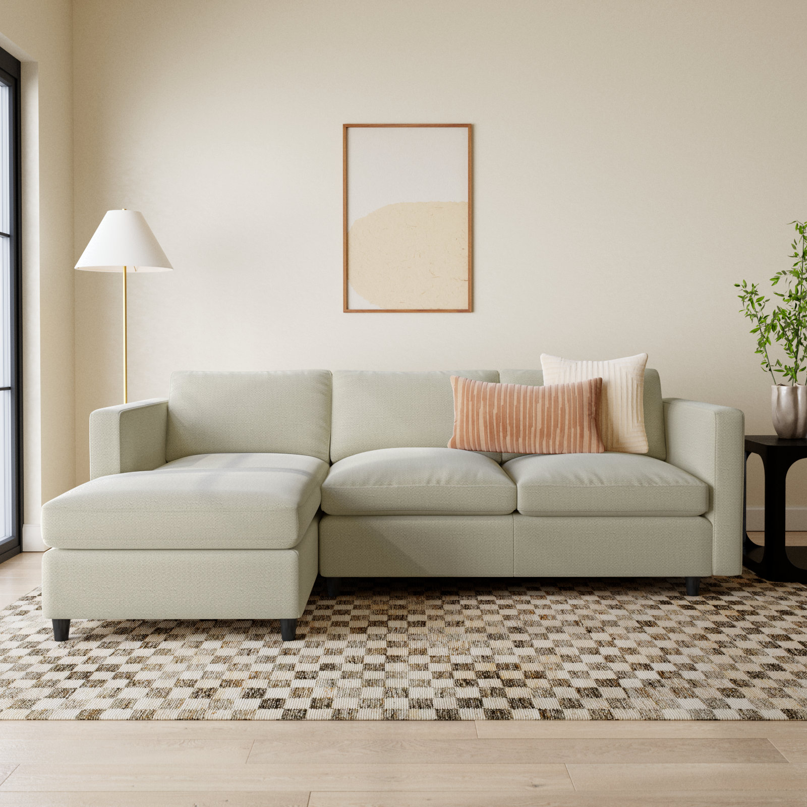 Fleetwood Velvet Modular Sectional, Moto Stucco Textured Tweed
