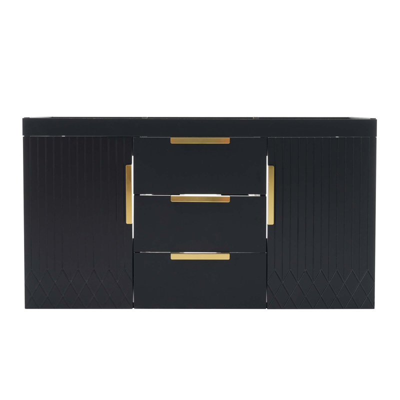 Meuble-lavabo mural 36 po sans lavabo, armoire de rangement flottante avec 2 tiroirs, armoire de salle de bain en bois massif
