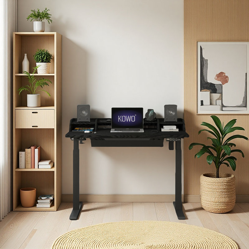 Larreon Electric Height Adjustable Standing Desk, 55", Black