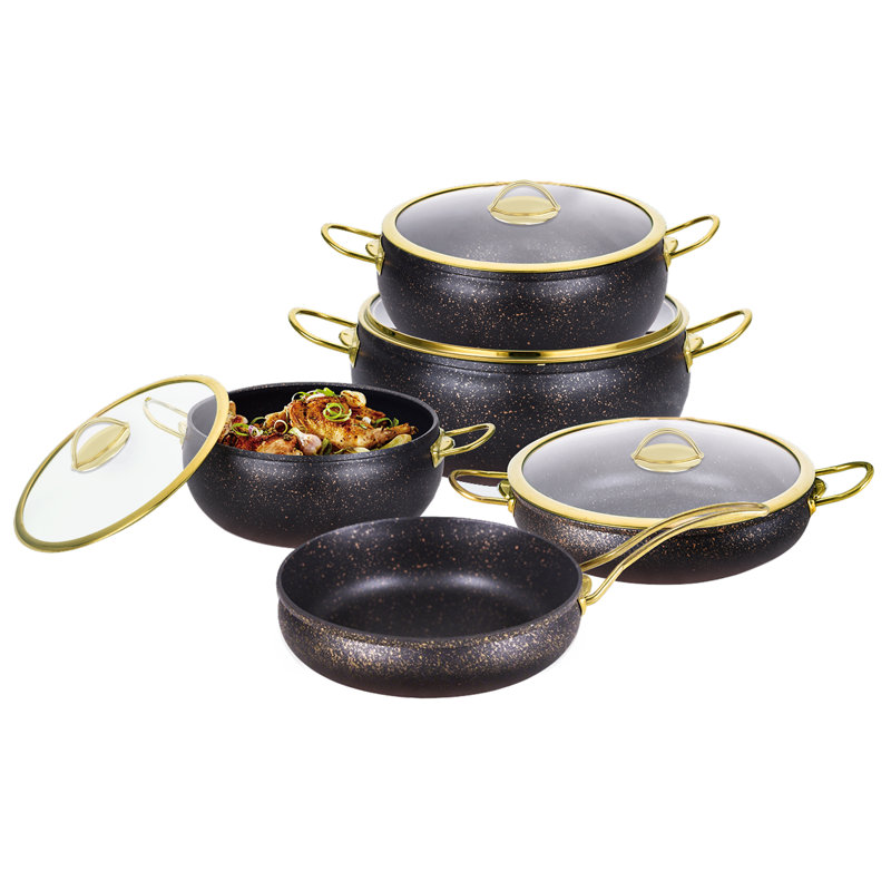 CAANNASWEIS 7 Pieces Aluminum Ninstick Cookware Sets Kitchen Pots and Pans Set, Black