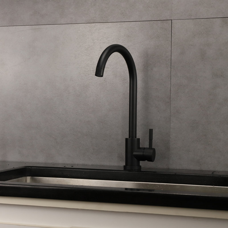 Single Handle Kitchen Faucet , Black Finish