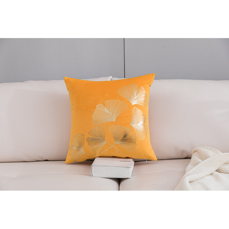  Housse de coussin Gold Ginkgo, Brun clair / orange, H 18 po x l 18 po