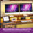 Screven 59" Computer Desk with Display Storage Shelves and Colorful LED Light-804647570