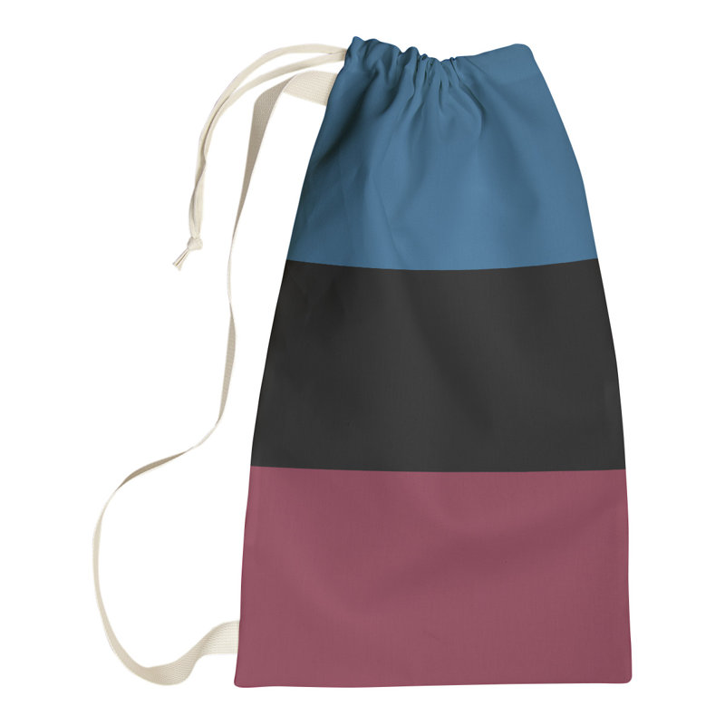 Fabric Laundry Bag with Handles, 29" H x 18" W x 1.5" D, Blue/Black/Burgundy
