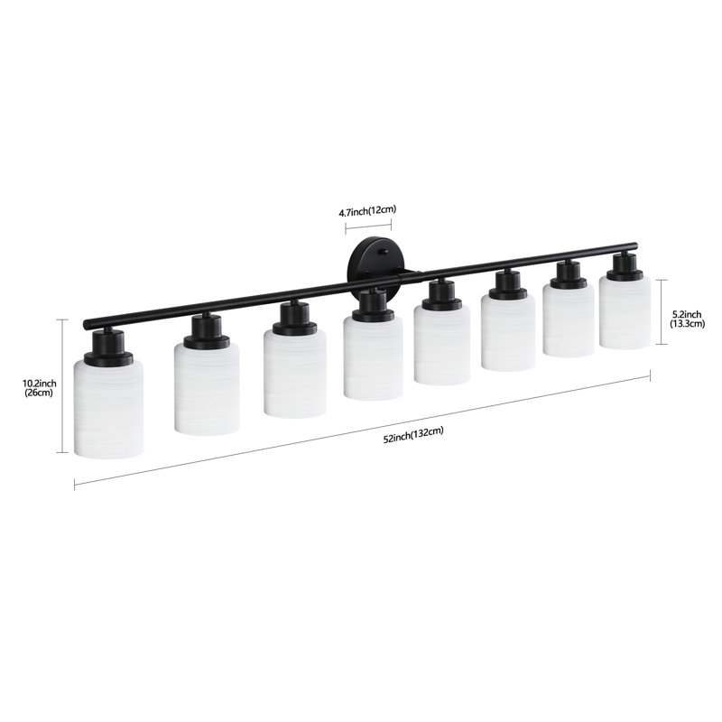 8-Light Modern Bathroom Vanity Light, Black